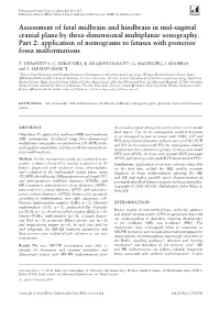 Assessment of Fetal Midbrain and Hindbrain in Mid-Sagittal Cranial Plane by Three-Dimensional Multiplanar Sonography