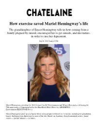 How Exercise Saved Mariel Hemingway's Life