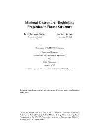 Minimal C-Structure: Rethinking Projection in Phrase Structure