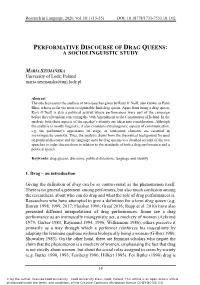 Performative Discourse of Drag Queens: a Sociolinguistic Study