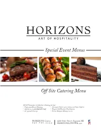 Special Event Menus Off Site Catering Menu