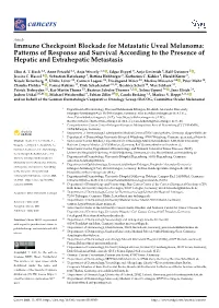 Immune Checkpoint Blockade for Metastatic Uveal Melanoma: Patterns of Response and Survival According to the Presence of Hepatic and Extrahepatic Metastasis