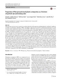 Properties of Flat-Pressed Wood Plastic Composites As a Function of Particle Size and Mixing Ratio