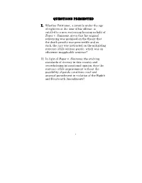 QUESTIONS PRESENTED I. Whether Petitioner, a Juvenile Under the Age
