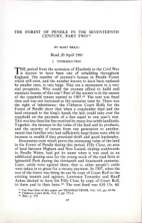 The Forest of Pendle in the Seventeenth Century, Part Two' 11