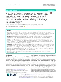 A Novel Nonsense Mutation in WNK1/HSN2 Associated with Sensory Neuropathy and Limb Destruction in Four Siblings of a Large Irani