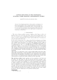 Lattice Reduction in Two Dimensions: Analyses Under Realistic Probabilistic Models