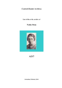 Drafts of Articles by Nadja Stein