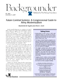 Future Combat Systems: a Congressional Guide to Army Modernization Mackenzie M