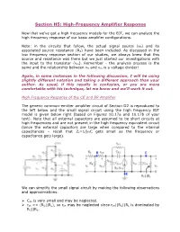 High-Frequency Amplifier Response