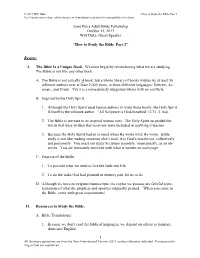 How to Study the Bible–Part 2”
