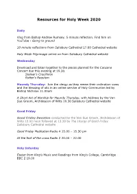 Resources for Holy Week 2020