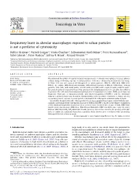 Respiratory Burst in Alveolar Macrophages Exposed to Urban Particles Is Not a Predictor of Cytotoxicity