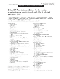 Routine Investigation and Monitoring of Adult HIV-1-Infected Individuals 2011