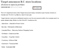 Target Announces B.C. Store Locations Page 1 of 1