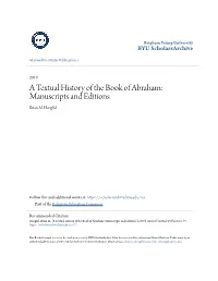 A Textual History of the Book of Abraham: Manuscripts and Editions Brian M