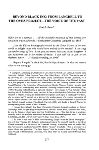 Beyond Black Ink: from Langdell to the Oyez Project-The Voice of the Past
