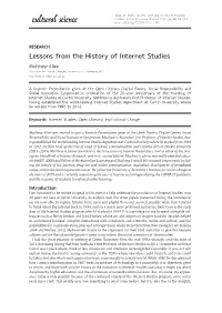 Lessons from the History of Internet Studies