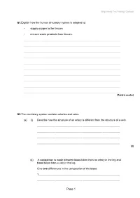 Q1.Explain How the Human Circulatory System Is Adapted To