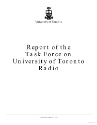 Report of the Task Force on University of Toronto Radio