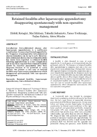 Retained Fecaliths After Laparoscopic Appendectomy Disappearing Spontaneously with Non-Operative Management