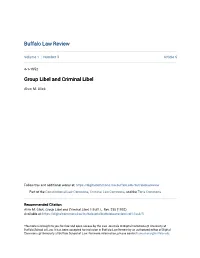 Group Libel and Criminal Libel