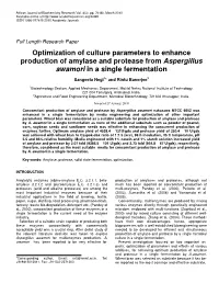 Optimization of Culture Parameters to Enhance Production of Amylase and Protease from Aspergillus Awamori in a Single Fermentation