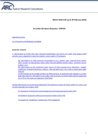 Sri Lanka COI Query Response- UPDATE