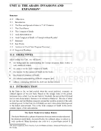 UNIT 11 the ARABS: INVASIONS and Emergence of Rashtrakutas EXPANSION*