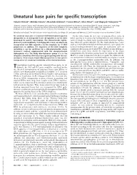Unnatural Base Pairs for Specific Transcription