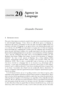 CHAPTER 20 Agency in Language
