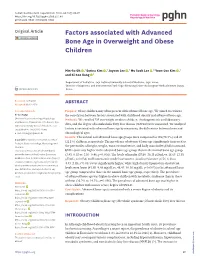 Factors Associated with Advanced Bone Age in Overweight and Obese Children