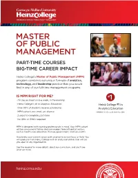 Master of Public Management Part-Time Courses Big-Time Career Impact