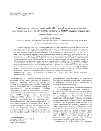 Possible Involvement of Nitric Oxide (NO) Signaling Pathway in the Anti- Depressant-Like Effect of MK-801(Dizocilpine), a NMDA R