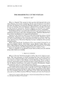 The Hermeneutics of the Puritans Thomas D