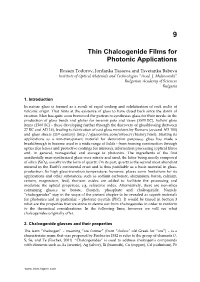 Thin Chalcogenide Films for Photonic Applications