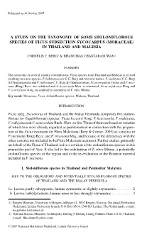 A Study on the Taxonomy of Some Stoloniferous Species of Ficus