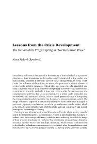 Lessons from the Crisis Development the Picture of the Prague Spring in “Normalisation Prose”