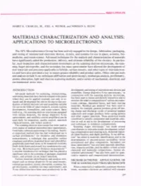 Materials Characterization and Analysis: Applications to Microelectronics