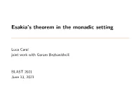 Esakia's Theorem in the Monadic Setting