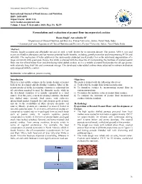 Formulation and Evaluation of Peanut Flour Incorporated Cookies
