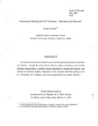 Generation Mixing and CP-Violation - Standard and Beyond*