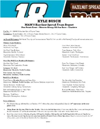 KYLE BUSCH M&M’S Hazelnut Spread Team Report Non-Points Event – Monster Energy All-Star Race – Charlotte