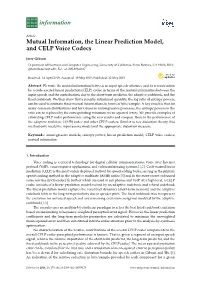 Mutual Information, the Linear Prediction Model, and CELP Voice Codecs