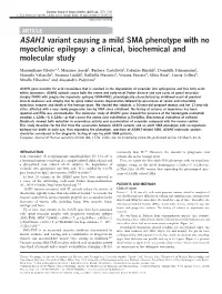 ASAH1 Variant Causing a Mild SMA Phenotype with No Myoclonic Epilepsy: a Clinical, Biochemical and Molecular Study