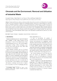 Chromate and the Environment: Removal and Utilization of Industrial Waste