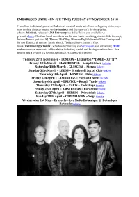 Embargoed Until 4Pm (Uk Time) Tuesday 6Th November 2018