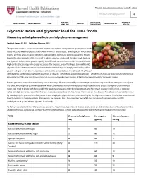 Glycemic Index and Glycemic Load for 100+ Foods Measuring Carbohydrate E!Ects Can Help Glucose Management