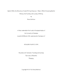 Identity Within the Mainstream Grade 8 Writing Classroom: Ways in Which Honouring Identity