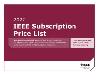 IEEE Subscription Price List